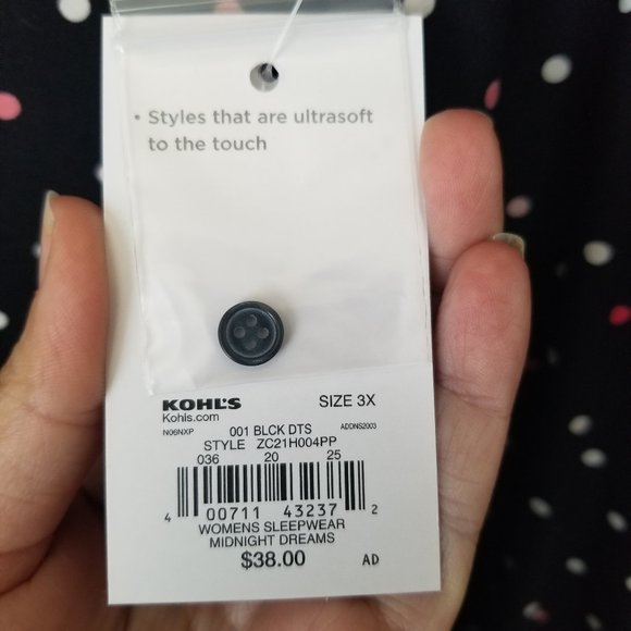 Croft & Barrow Long Sleeve Heart Henley Sleepshirt Pajamas Plus Size 3X - Picture 11 of 11